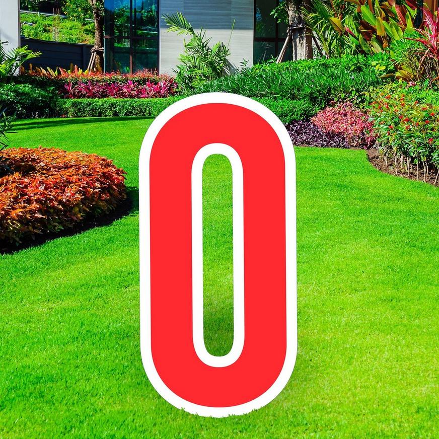 Red Letter (O) Corrugated Plastic Yard Sign, 30in